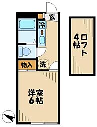 レオパレスハーモニー 1Kの間取図画像