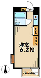 貝取学生会館 1階1Kの間取り
