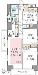 Brilliaist東雲キャナルコート 2SLDKの間取図画像