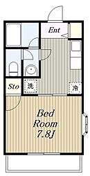 JR横浜線 橋本駅 徒歩29分の賃貸アパート 1階1Kの間取り