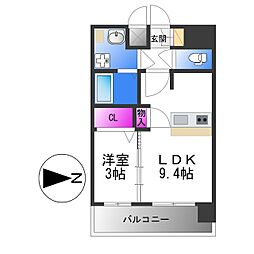 プレサンス深江橋ラヴィゲート 14階1LDKの間取り