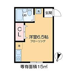 Ｋ2ビルディング 1階ワンルームの間取り