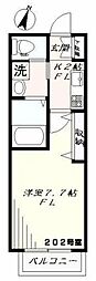 ホワイトスプライト 1Kの間取図画像