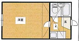 プラザドゥガロンヌD 1Kの間取図画像