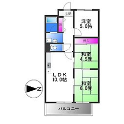 コーポおくだ 3LDKの間取図画像