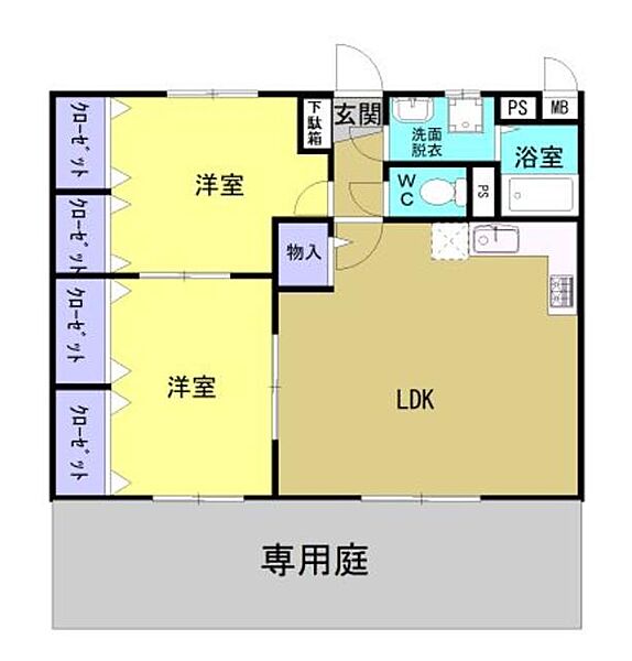 カルム宮 105｜和歌山県和歌山市本脇(賃貸マンション2LDK・1階・56.85㎡)の写真 その2