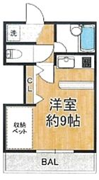 ラ・ルーヌ 1Kの間取図画像