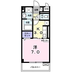 ジュネスO.C.U-2 1Kの間取図画像