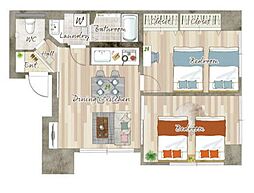 高輪SYマンション 8階2DKの間取り