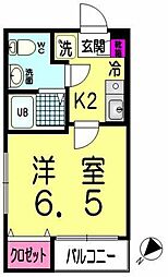 ピアコートTM中村橋 5階1Kの間取り