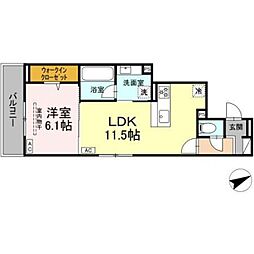 D Paina あざみ野II 1LDKの間取図画像