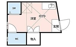 サークルハウス北千住 1階ワンルームの間取り