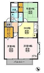KS.セジュールA棟 3DKの間取図画像