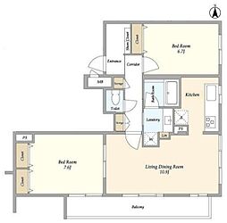 東急目黒線 西小山駅 徒歩11分の賃貸マンション 1階2LDKの間取り
