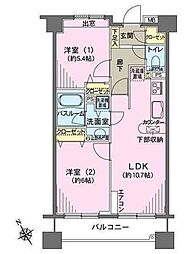 ヒルレジデンス大崎 2LDKの間取図画像