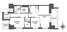 コンフォリア東新宿 2LDKの間取図画像