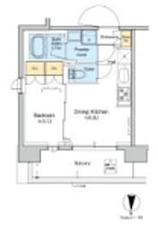 プラウドフラット西蒲田 1DKの間取図画像
