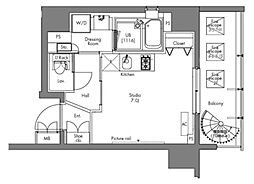 プラウドフラット隅田リバーサイド 3階ワンルームの間取り