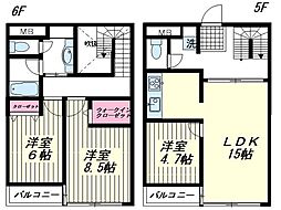 プラザ南大井 3LDKの間取図画像