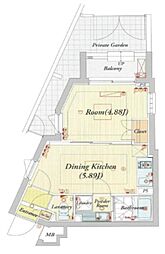 ビバリーホームズ目黒鷹番 1階1DKの間取り