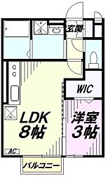 JR中央線 八王子駅 バス15分 中野北小下車 徒歩7分の賃貸アパート 2階1LDKの間取り