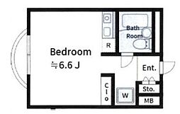 エヌユー・テラス鵜の木 5階ワンルームの間取り