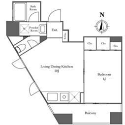 KDXレジデンス西麻布 1LDKの間取図画像