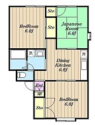 パークサイド清水 3DKの間取図画像