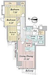 KDXレジデンス千駄木 3LDKの間取図画像