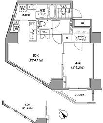 JPノイエ小石川富坂 14階1LDKの間取り