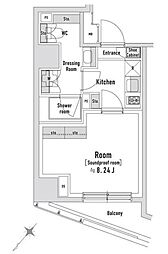 トラック八丁堀 8階1Kの間取り