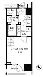 パークアクシス日本橋ステージ 1Kの間取図画像