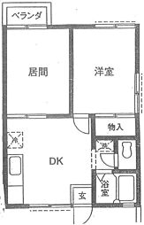 ベルゾーネはさま 2DKの間取図画像