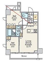 クレストコート中野富士見町 6階2LDKの間取り