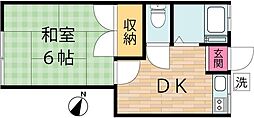 ハイツ久栄 1階1DKの間取り