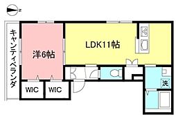 グランドール梅丘 1LDKの間取図画像