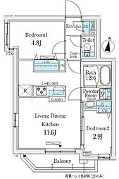 primeBliss中野富士見町2 2LDKの間取図画像