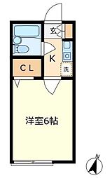 ビレッヂカメリア 1Kの間取図画像