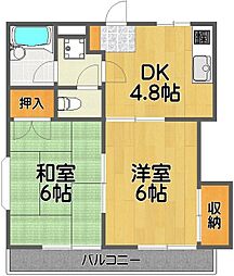 ハイムクエレひばりが丘 2DKの間取図画像