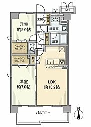 ルネ・グランマリーナ潮見 3階2LDKの間取り