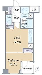 JR京浜東北・根岸線 蒲田駅 徒歩6分の賃貸マンション 4階1LDKの間取り