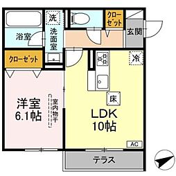 プエンテ 1LDKの間取図画像