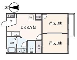 アゼリア8 2DKの間取図画像