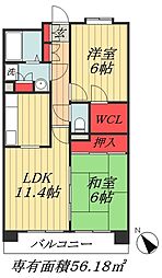 東京メトロ東西線 妙典駅 徒歩8分の賃貸マンション 1階2LDKの間取り