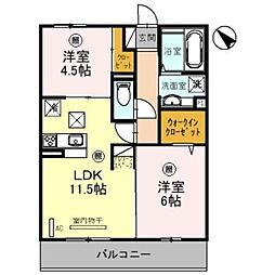 エバープレイス武蔵浦和 1階2LDKの間取り