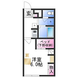 テイルザウエスト 1Kの間取図画像