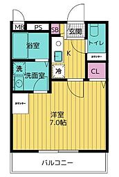 エフプレスト丸ケ崎 1Kの間取図画像