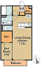 京王相模原線 多摩境駅 徒歩7分の賃貸アパート 1階1LDKの間取り