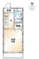 ラフォーレヒル 1階1Kの間取り