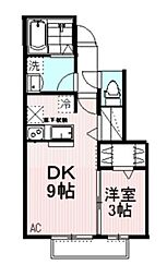 ヴィラージュ国立 1階1DKの間取り